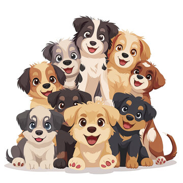 A Group Of Puppies Meeting Their New Owner, Isolated Transparent Background Images