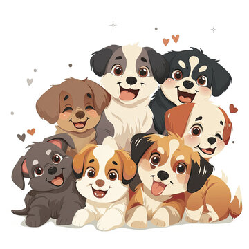 A Group Of Puppies Meeting Their New Owner, Isolated Transparent Background Images