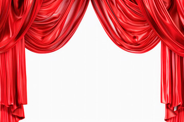 red silk theatre curtains opened, blank mockup space - obrazy, fototapety, plakaty
