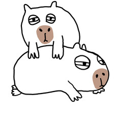 drawn sketch of funny cartoon capybara