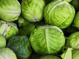 a large group of brusselss and cabbages in a market