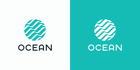 Wave line silhouette vector logo design with modern, simple, clean and abstract style.