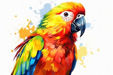 Obraz premium Colorful macaw parrot white background