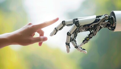 A Close Encounter: Human Hand and AI Robot Finger