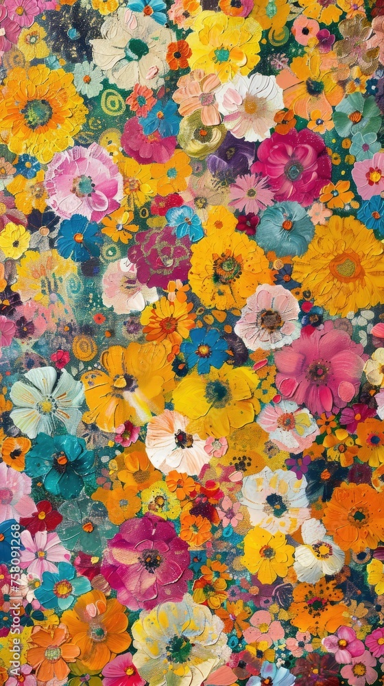 Aufkleber flower texture pattern painted in the style of a fusion between