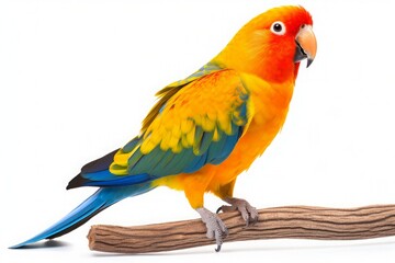 Obraz premium lovebird perched on a tree on white background