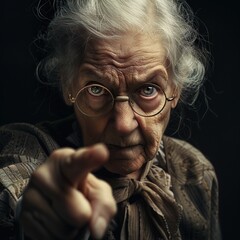 portrait of a authoritarian old woman - obrazy, fototapety, plakaty