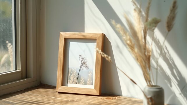 mini wooden picture frame to fit 2x3 photos, in the style of japanese minimalism,