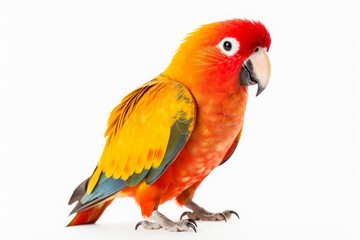 lovebird perched on a tree on white background