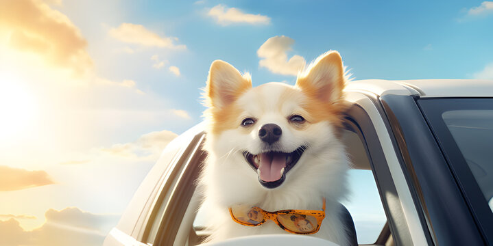 Cute dog at back of car ready for travel. A Stylish Dog Adventure in Shades,HD wallpaper