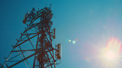 5G global network technology communication antenna tower for wireless high speed internet. Transmission mast for mobile internet.