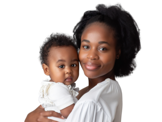 mother holding baby with love isolated on white background PNG