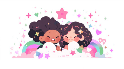 LGBT friend and couples with happiness and smile, Pride month , gay and lesbian relationship. Rainbow and Pride element with white background.