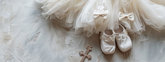 beautiful shoes and white dress for christening