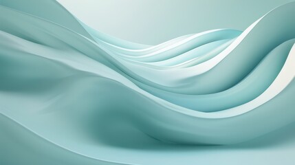 Obraz premium Wide angle, minimalistic light blue wavy background, smooth gradients, serene atmosphere
