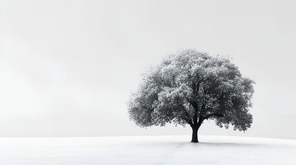 single tree on white background. Generative ai