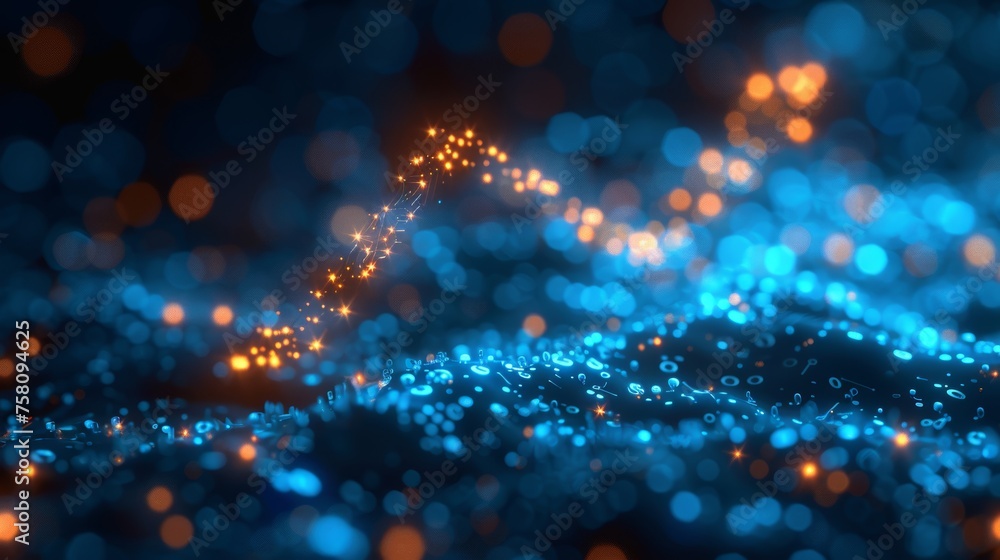 Aufkleber modern illustration of an abstract digital arrow up on a technology blue background. the growth arro