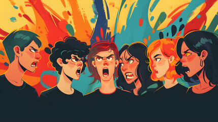 Speaking insultingly, rudely, and slandering others. Both in the real world and online world, hate speech and bullying concept