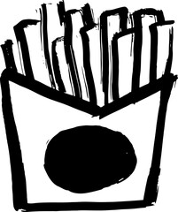 Fast Food French Fries Grunge Brush Icon - 758095832