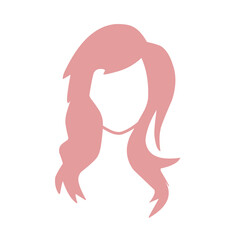 Beautiful wavy, red, blonde and pink hairstyles, vector illustration.