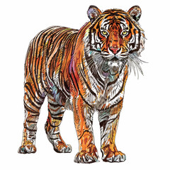 a drawing of a tiger that has the tiger on it