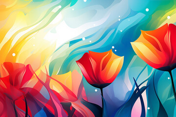 Modern abstract art, bouquet bloom, petal botanical, spring summer garden floral flower background