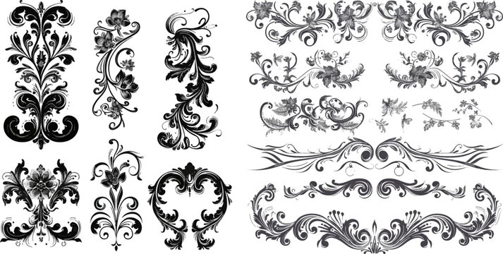 Vector Set Calligraphic Design borders