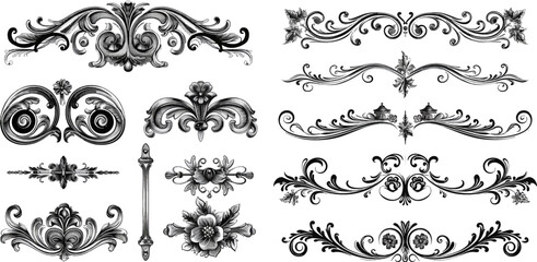 Antique decorative elements, and scroll elements, set page dividers