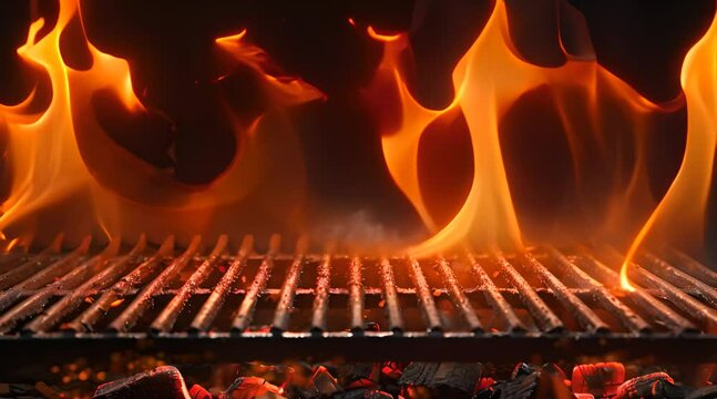 fiery barbeque grill