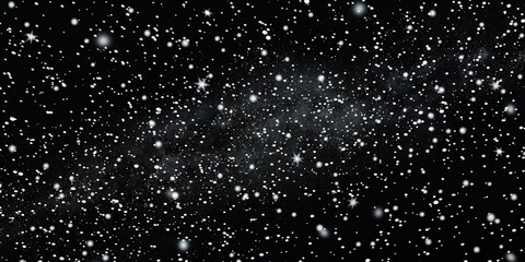 Obraz premium Starry sky, white stars on black background,space, snow falling on dark background