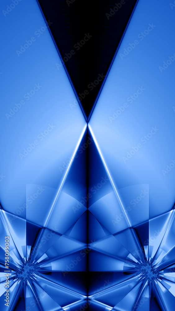 Poster pale and royal blue tall format symmetric intricate pattern and design