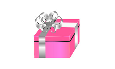 A beautiful pink gift or present with silver ribbons for lovers, parents, children or friends for holidays like mother's day, father's day, valentine's day ,Christmas, birthday or special events
