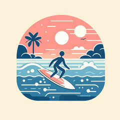 Obraz na płótnie Canvas surfer on the beach. Icon illustration