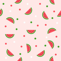 Seamless Summer Watermelon background. Pink Background.