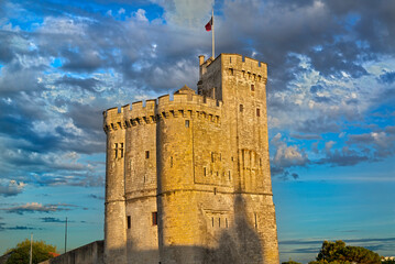 Tour Saint-Nicholas in La Rochelle at sunset