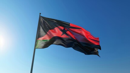 Waving Flag of an African Nation Under Blue Sky