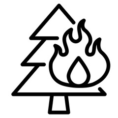 Wildfire disaster icon. forest tree bushfire vector symbol