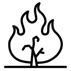Wildfire disaster icon. forest tree bushfire vector symbol