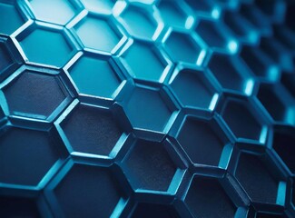 Fototapeta premium Blue geometric shape abstract technology background with hexagons