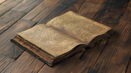 Vintage Hardcover Book Opened on a Wooden Table