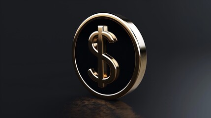 a gold dollar sign on a black surface