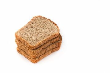 Slices of grain bread on a white isolated background. Healthy eating concept