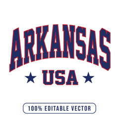 Arkansas text effect vector. Editable college t-shirt design printable text effect vector	