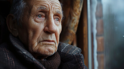 Retratos de ancianos como símbolo de la dependencia de las personas mayores - obrazy, fototapety, plakaty