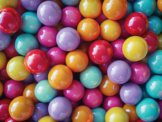 Fototapeta na wymiar Colorful Gumballs Background for Sweet Candy Treats and Playful Concepts