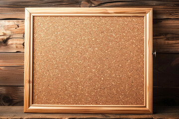 Fototapeta premium A blank empty frame on dark wooden background, cork board frame