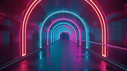 Túnel com luzes de néon 