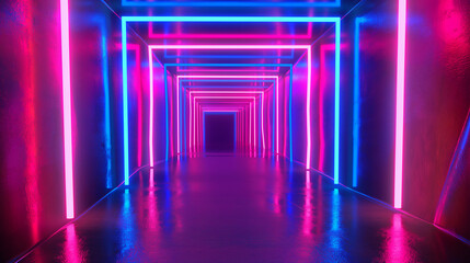 Túnel com luzes de néon 