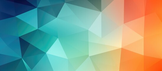 Fototapeta premium Polygonal with rectangles in green, blue, and orange for business design. Geometric Origami-style background with gradient.