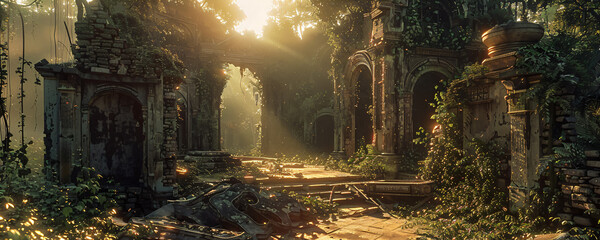 abandoned overgrown ruins